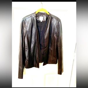 Halogen Brown Leather Jacket 🌴